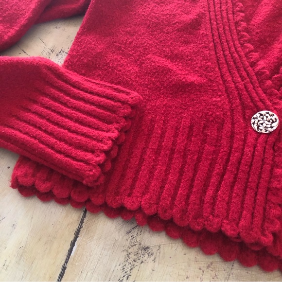 Anthropologie Sleeping on Snow Scalloped Edge Crop Cardigan - Picture 3 of 7
